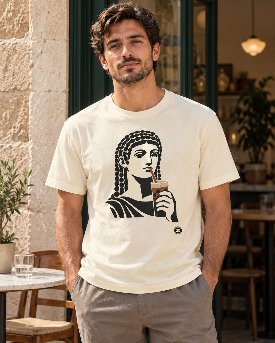 KOUROS / 21 — Тениска в цвят слонова кост